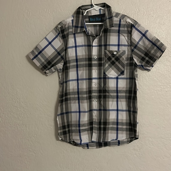 HAND MADE BOY SHIRT COLOR BLUE & GRAY SIZE M NEW NEVER USED - Picture 4 of 7